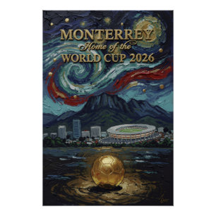 Póster Monterrey 2026 Futebol Arte de Futebol de Luxo par