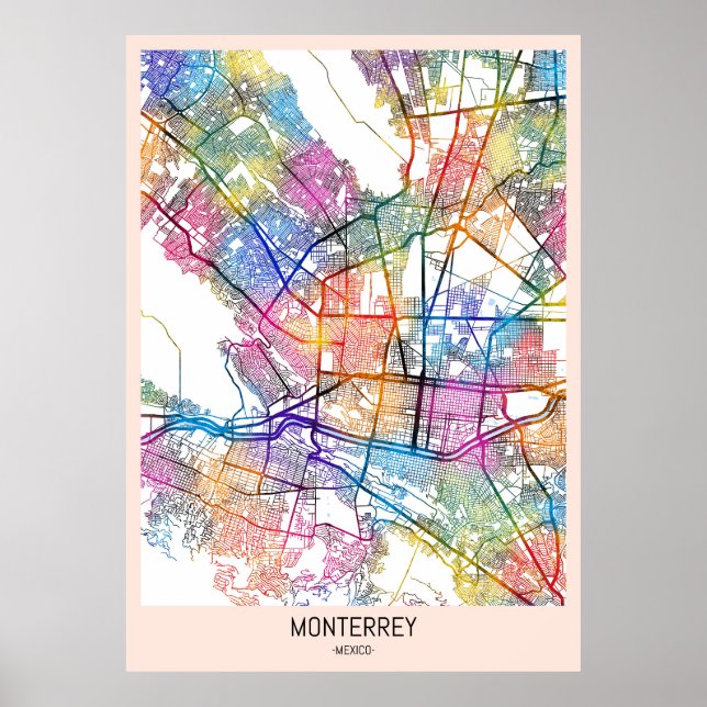 Poster Monterrey Mexico City Map (Frente)