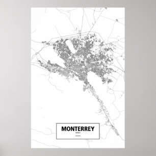 Poster Monterrey, México (preto no branco)