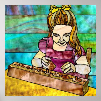 Poster Montessori Child com Bloco de Cilindros Sensorial