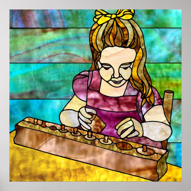 Poster Montessori Child com Bloco de Cilindros Sensorial (Frente)