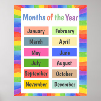Poster Months of the Year Colorful 