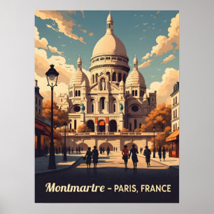 Poster Montmartre Paris com basílica Coeur sagrado