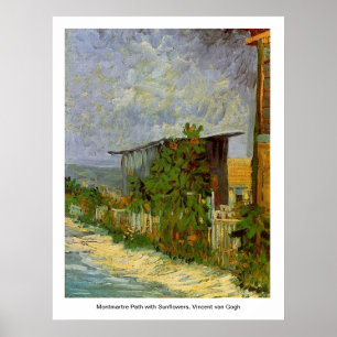 Póster Montmartre Path com Sunflower, de Van Gogh.