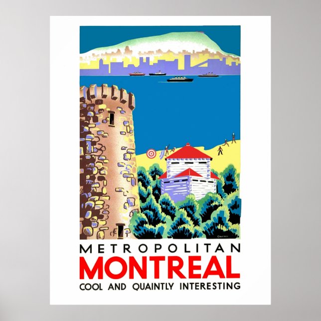 Poster Montreal, Canda, viagens vintage (Frente)