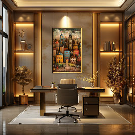 Póster Montreal: City of a Hundred Steeples,Whimsical Art