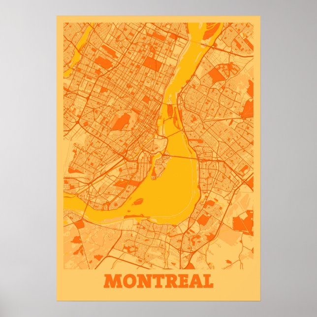 Poster Montreal - Mapa de Cidade do Sol no Canadá (Frente)