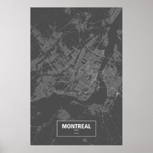 Poster Montreal, Quebeque (branca no preto)