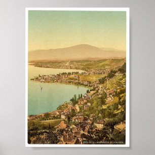 Poster Montreux, e Clarens, lago Geneve, suiça vi
