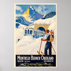Poster Montreux Oberland Bernês Alpes Suíços Suíça