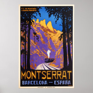 Poster MONTSERRAT Barcelona Espana Rack Railways Viagem
