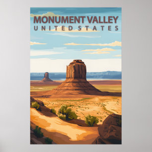 Poster Monument Valley EUA Ícone de Viagem Mitten Buttes