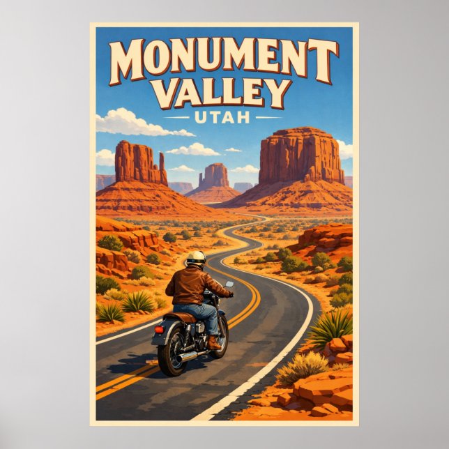 Poster Monument Valley Utah - Cartaz de Viagem Antigo (Frente)