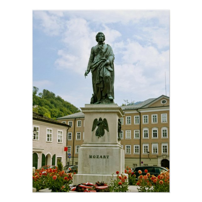 Póster Monumento a Mozart em Salzburgo, Áustria (Frente)