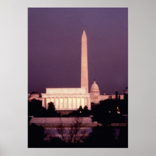 Póster Monumento a Washington, Capitólio e Jefferson