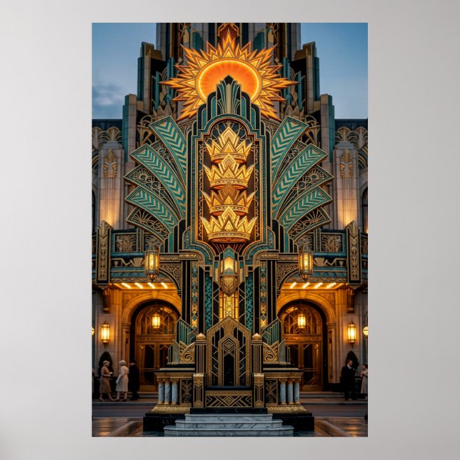Poster Monumento Arquitetura Coroa Dourada Art Déco (Frente)