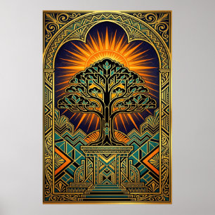 Poster Monumento de Rolo de Filme Vintage Art Déco Dourad