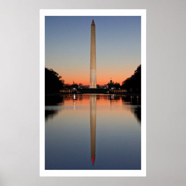 Póster Monumento de Washington e Reflexão no Sunset (Frente)