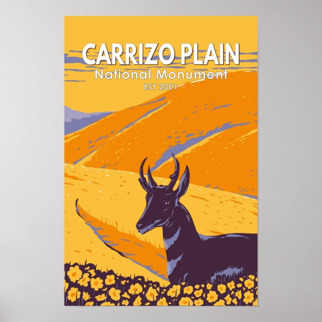 Poster Monumento Nacional Carrizo Plain Califórnia Vintag (Frente)