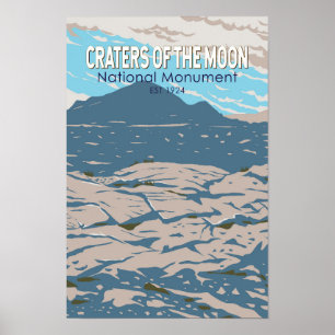 Poster Monumento Nacional Crateras da Lua Idaho Retro