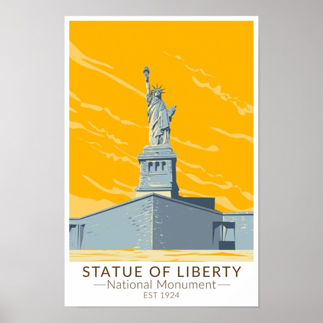 Poster Monumento Nacional da Estátua da Liberdade Vintage (Frente)
