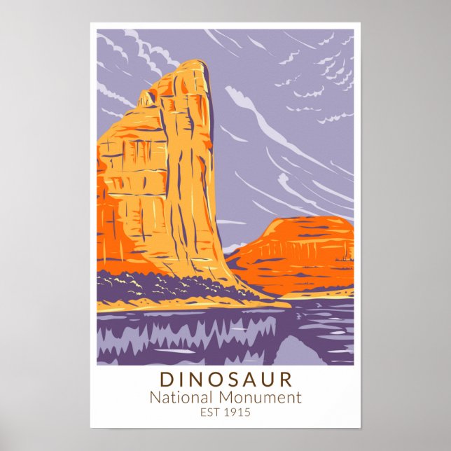 Poster Monumento Nacional dos Dinossauros Vintage (Frente)
