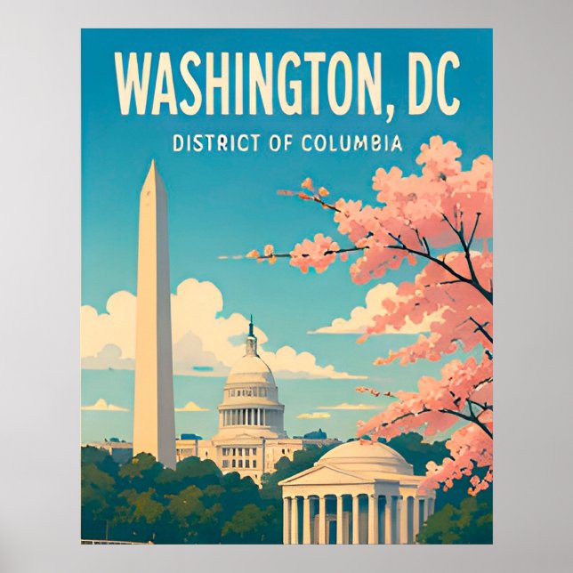 Poster Monumentos do Capitólio do Céu de Washington DC (Frente)
