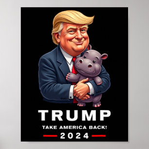 Poster Moo Deng Hippopotamus Support Donald Trump 2024 Fu
