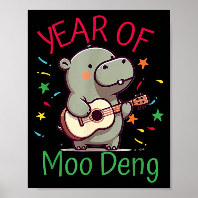 Poster Moo Deng Is A Pygmy Hip Happy New Year Funny  (Frente)