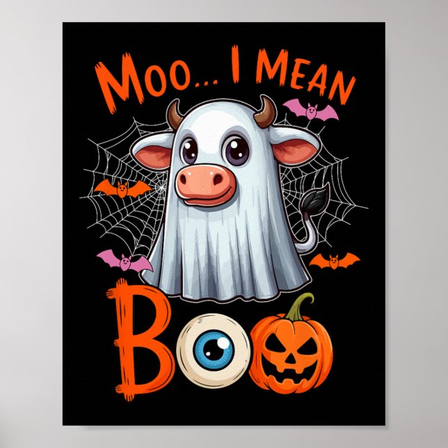 Poster Moo I quer dizer Boo Halloween Farmeen Cow Cosplay (Frente)