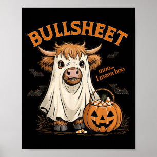 Poster Moo. Quero Dizer Boo Bullsheet Highland Cow Ghost 