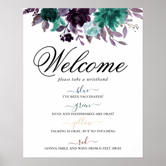 Poster Moody Boho | Distância social entre Teal e Roxo (Frente)