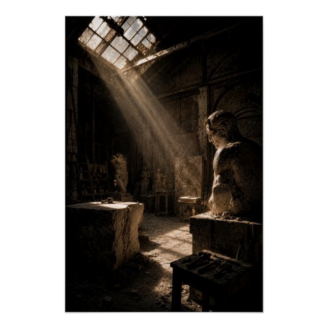 Póster Moody Chiaroscuro Sculpture Studio Fine Art Poster (Frente)