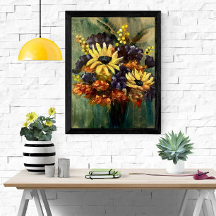 Póster Moody Floral Buquê Sunflower Art Poster