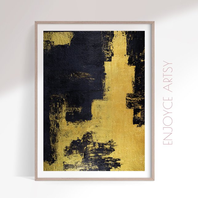Poster Moody gold & abstrato pintura de pintura de muros  (Criador carregado)