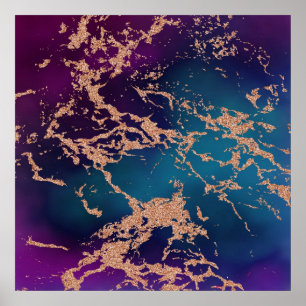 Poster Moody Marble   Luxe Rosa de Teto Roxo Dourado