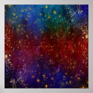Poster Moody Ombre   Psicodélico Grunge Dourado Stardust