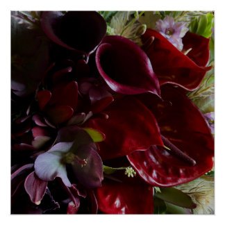 Póster Moody Red Floral Poster Art