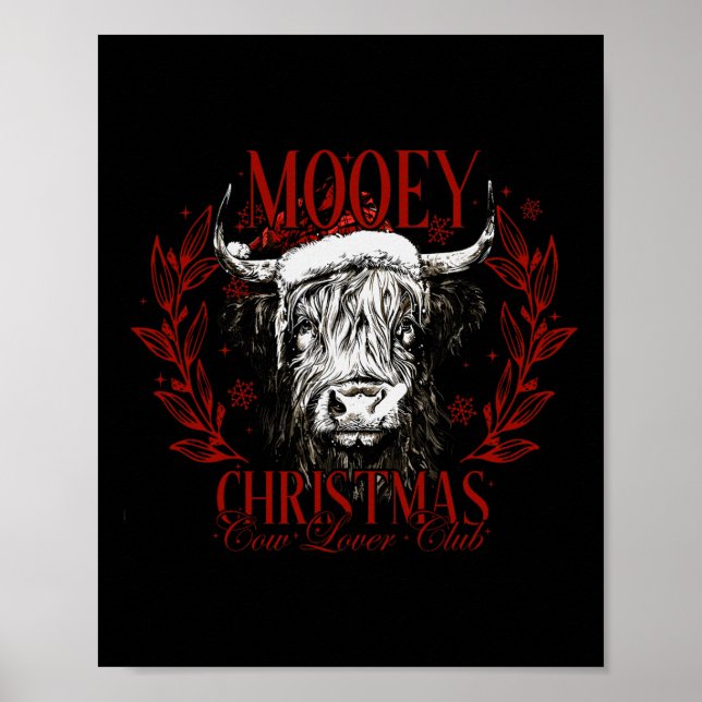 Poster Mooey Christmas Cow Lover Club Western Papais noei (Frente)