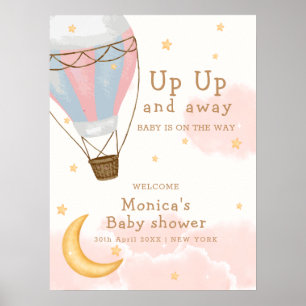 Poster Moon Air Balloon Moon Star Boas-vindas