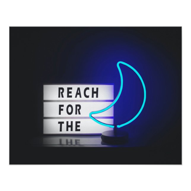 Póster Moon Art Reach for the Moon Sign Typographics Imag (Frente)