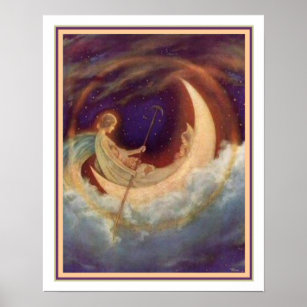 Póster Moon Boat To Dreamland - Hugh Williams 16 x 20