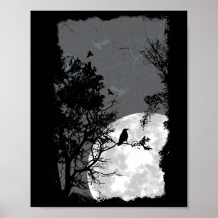 Poster Moon Crow Gloomy Forest Figurume Incrível Hallo