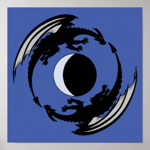 Poster Moon Dragon Fantasy Design