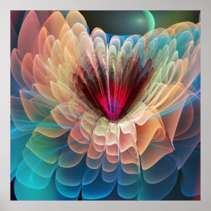 Poster Moon Flower, abstrato artístico fractal