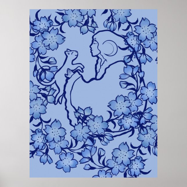 Poster Moon Goddese Cat Witch Blues (Frente)