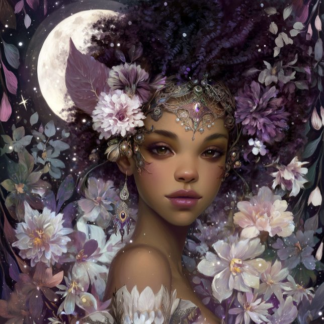 Poster Moon Goddess Black Fantasy Art Black Queen (Criador carregado)