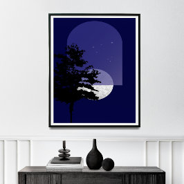 Poster Moon Impressão, Modern Boho Wall Art,