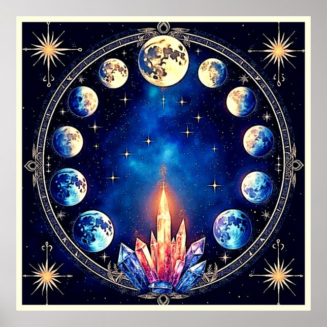 Poster Moon Phases Crystal Cosmos (Frente)