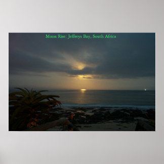 Poster Moon Rise sobre supertubos, J-Bay, África do Sul